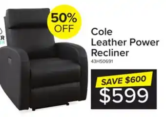Leon's Cole leather power recliner - black offer