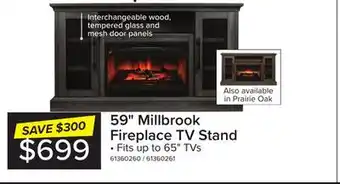 Leon's Millbrook fireplace tv stand - fawn aged oak offer