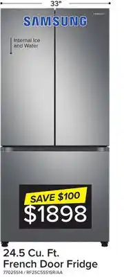 Leon's Samsung stainless steel 33 wide french door refrigerator with internal ice & water (24.5cu.ft) - rf25c5551sr/aa offer