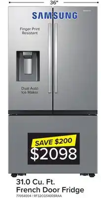 Leon's Samsung stainless steel 36 french door refrigerator (31cu.ft) - rf32cg5400sraa offer
