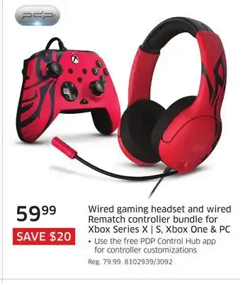 The Source Wired gaming headset and wired rematch controller bundle for xbox series x | s, xbox one & pc offer