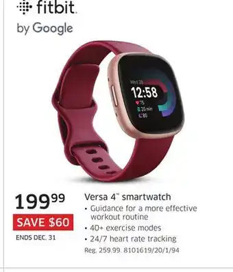 The Source Fitbit versa 4 smartwatch offer