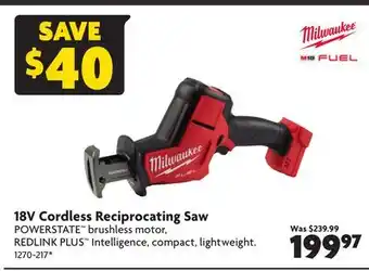 Home Hardware 18v cordless reciprocating saw offer