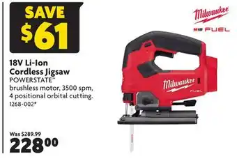 Home Hardware 18v li-ion cordless jigsaw offer