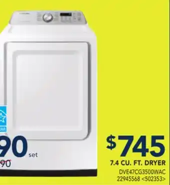 RONA Samsung 7.4 cu. ft. dryer offer