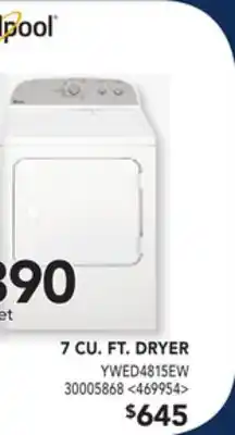 RONA Whirlpool 7.cu.ft dryer offer