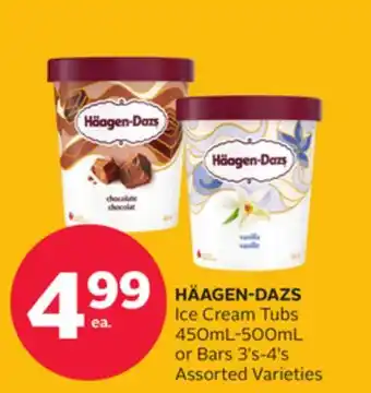 Rexall Häagen-dazs ice cream tubs 450ml-500ml or bars 3's-4's offer