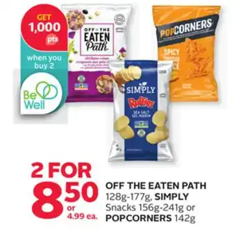 Rexall Off the eaten path 128g-177g, simply snacks 156g-241g or popcorners 142g offer
