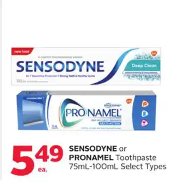 Rexall Sensodyne or pronamel toothpaste 75ml-100ml offer