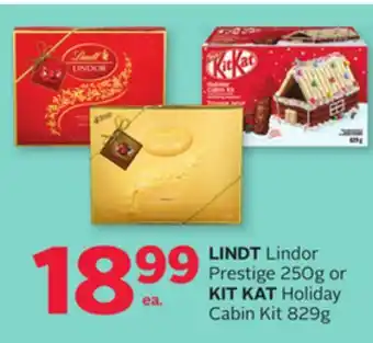 Rexall Lindt lindor prestige 250g or kit kat holiday cabin kit 829g offer