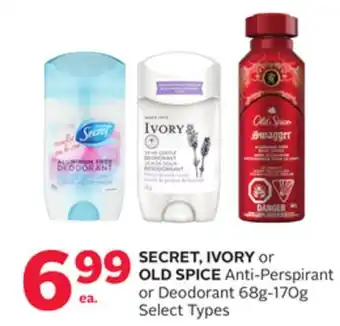 Rexall Secret, ivory or old spice anti-perspirant or deodorant offer