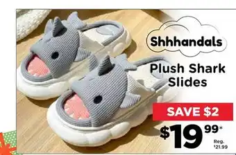 Showcase Shhandals plush shark slides offer