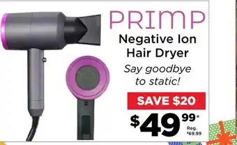 Showcase Primp negative ion hair dryer offer