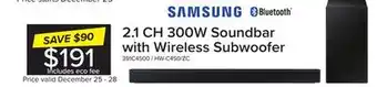 Leon's Samsung c series 2.1ch soundbar with wireless sub - hw-c450/zc offer