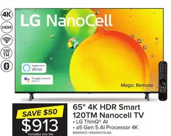 Leon's Lg 65 4k nano75 led trumotion 120 smart tv with thinq ai - 65nano75uqa offer