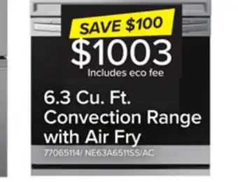Leon's Samsung stainless steel freestanding electric fan convection range with air fry and wi-fi (6.3 cu.ft) - ne63a6511ss/ac offer