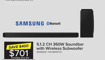Leon's Samsung q series 5.1.2 ch. dolby atmos soundbar - hw-q800c/zc offer