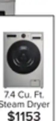 Leon's Lg graphite steel 7.4 cu. ft. ultra large capacity smart front load dryer with built-in intelligence & turbosteam - dlex5500v offer