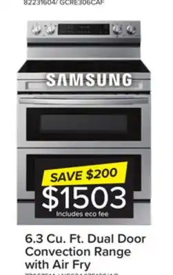 Leon's Samsung stainless steel 30 dual door electric freestanding range with air fry (6.3 cu. ft.) - ne63a6751ss/ac offer