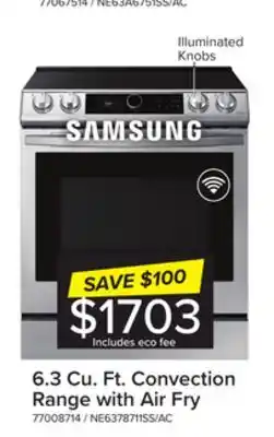 Leon's Samsung stainless steel electric range with true convection and air fry (6.3 cu.ft) - ne63t8711ss/ac offer