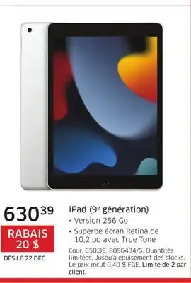 The Source Ipad (9e génération) apple offer