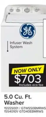 Leon's Ge white top-load washer with sanifresh cycle (5.0 cu. ft.) - gtw550bmrws offer