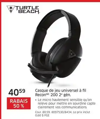 The Source Casque de jeu universel à fil recon 200 2e gén turtle beach offer