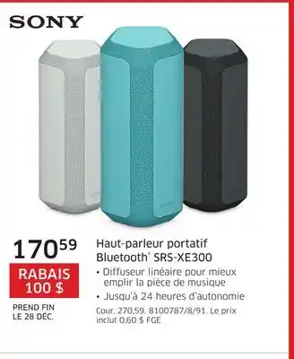 The Source Haut-parleur portatif bluetooth srs-xe300 sony offer