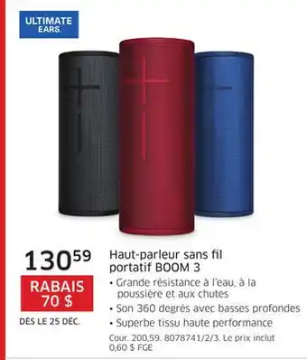 The Source Haut-parleur sans fil portatif boom 3 ultimate ears offer
