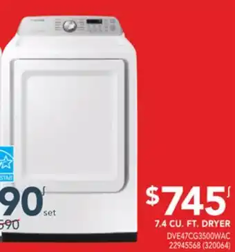 Réno Dépôt Samsung 7.4 cu. ft. dryer offer