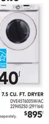 Réno Dépôt Samsung 7.5 cu. ft. dryer offer
