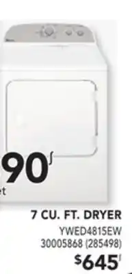 Réno Dépôt Whirlpool 7 cu. ft. dryer offer