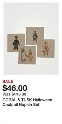 Holt Renfrew Coral & tusk halloween cocktail napkin set offer