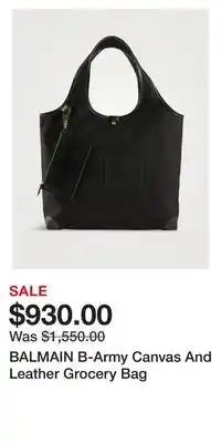 Holt Renfrew Balmain b-army canvas and leather grocery bag offer