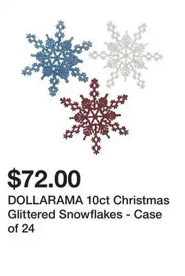 Dollarama Dollarama 10ct christmas glittered snowflakes - case of 24 offer