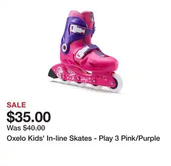 Decathlon Oxelo kids' in-line skates - play 3 pink/purple offer