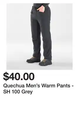 Decathlon Quechua men's warm pants - sh 100 grey offer