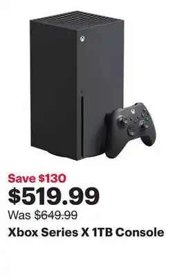 Best Buy Xbox series x 1tb console offer
