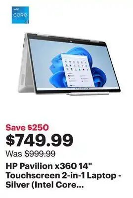 Best Buy Hp pavilion x360 14 touchscreen 2-in-1 laptop - silver (intel core i5-1335u/512gb ssd/8gb ram/win 11) offer