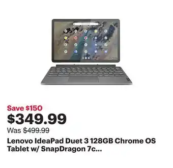 Best Buy Lenovo ideapad duet 3 128gb chrome os tablet w/ snapdragon 7c 8-core processor - storm grey - only at best buy offer