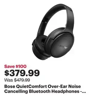 Best Buy Bose quietcomfort over-ear noise cancelling bluetooth headphones - triple black offer