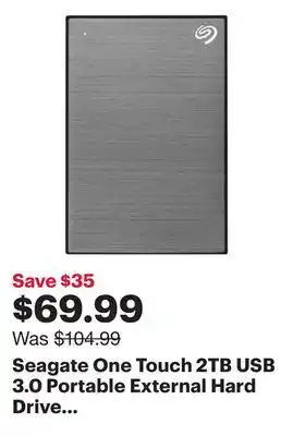 Best Buy Seagate one touch 2tb usb 3.0 portable external hard drive (stky2000404) - space grey offer