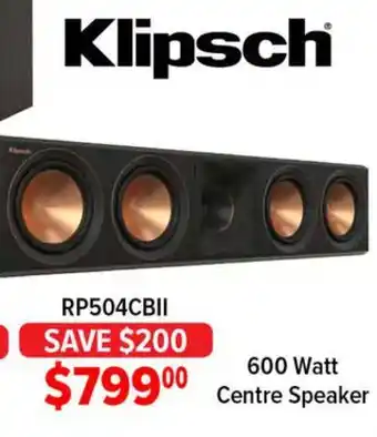 2001 Audio Video Klipsch 600 watt centre speaker offer