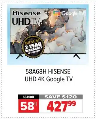 2001 Audio Video Hisense 58||uhd 4k google tv offer