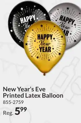 Party City Happy new year printed round latex balloons, black/silver/gold, 25-pk offer