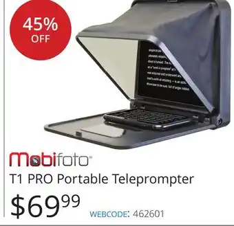 Vistek Mobifoto t1 pro portable teleprompter offer