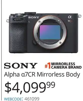 Vistek Sony alpha α7cr mirrorless body offer