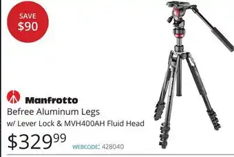 Vistek Manfrotto befree aluminum legs w/lever offer