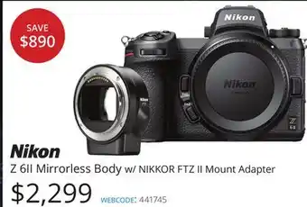 Vistek Nikon mirrorless body w/nikkor ftz ii mount adapter offer