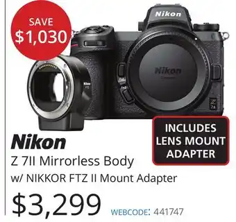 Vistek Nikon mirrorless body w/nikkor ftz ii mount adapter offer